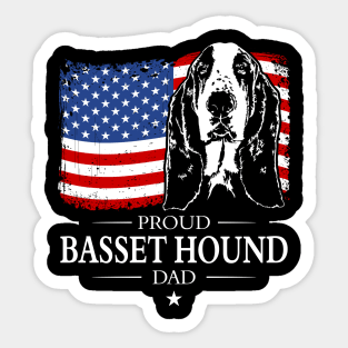 Proud Basset Hound Dad American Flag patriotic dog Sticker